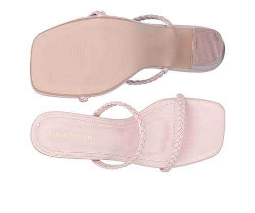 LOUIS STITCH Women’s Fashion Slip-On Block Heel Sandals | Open Toe Peach Pink Stylish Mule Heel Sandal for Ladies | UK-8