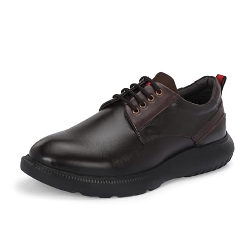 HITZ Men's Brown Leather Casual Stylish Lace Up Shoes