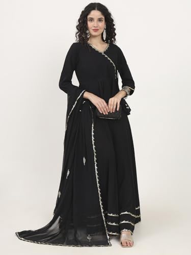 Divena Black Rayon Angarakha pattern Lehenga Choli Sets