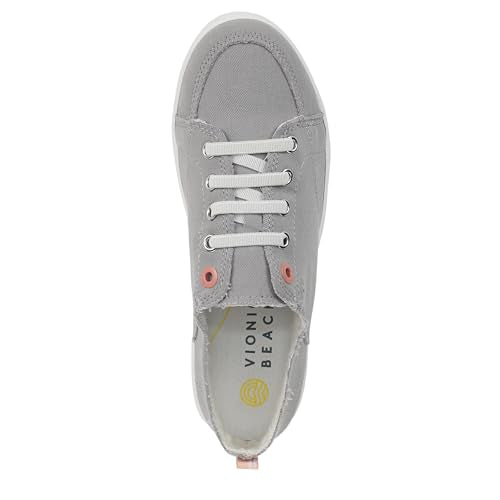 Vionic Beach Pismo Casual Women’s Fashion Sneakers-Sustainable Shoes That Include Three-Zone Comfort with Orthotic Insole Arch Support, Machine Wash Safe- Sizes 5-11, Light Grey Canvas, 5 UK