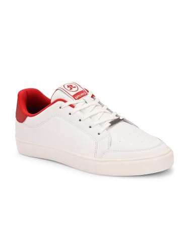 OFF LIMITS Men Skyline Casual Sneakers,Off White/RED,7 UK