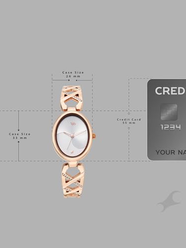 Fastrack Vyb Charmer with Quartz Analog Silver Dial Rose Gold Strap Watch for Girls - FV60126WM01W