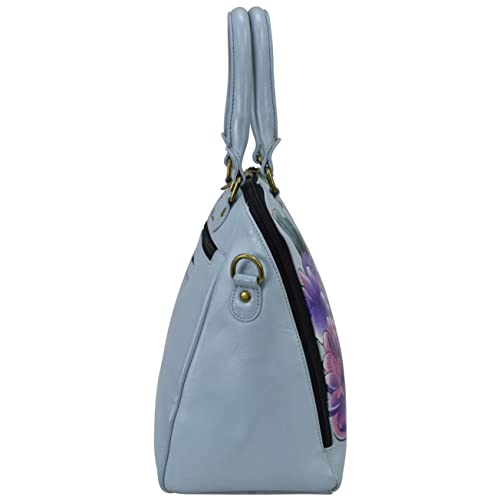 Anna by Anuschka Hand-painted Leather Organizer Satchel, Garden Jewels, One Size