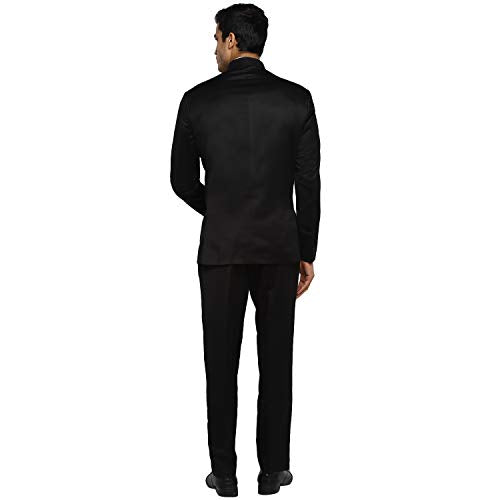 Royal Kurta Mens Polyviscose Bandhgala Formal Suit (46" Coat 40" Trouser, Black)