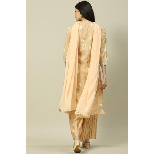 Rangriti Women Polyester Blend Printed Suit Set (RSKASRTD18001SS23PCH_Pink