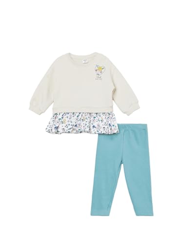 Max Girls Printed Top with Leggings (Beige_12-18 M)
