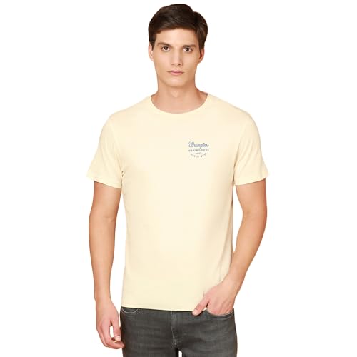 Wrangler Men's Solid Regular Fit Shirt (WMTS007127_Beige