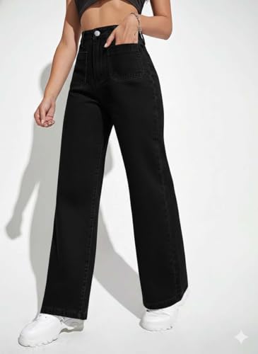 KOTTY Women’s Wide Straight Denim Jeans with Structured Waist-X2_KTTLADIESJEANS1081L