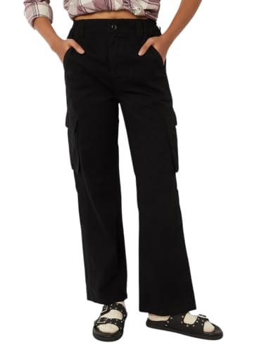 Max Women Solid Cargo Jeans (Black_XL)