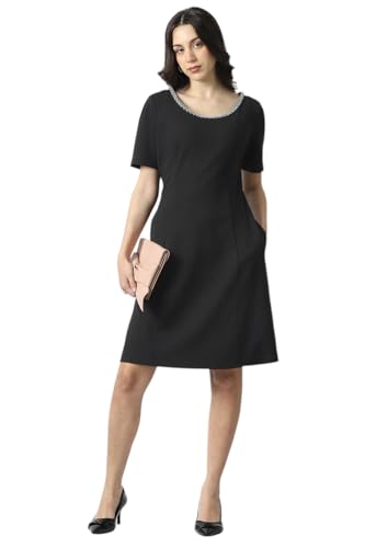 Van Heusen Women's Polyester Blend Modern Above The Knee Dress (VWCDERGFM46758_Black