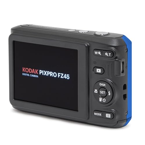 Kodak PIXPRO FZ45 Friendly Zoom 16MP Full HD Digital Camera, Bundle with 32GB Memory Card and Camera Bag, Flexible Tripod, and Card Reader (Blue)
