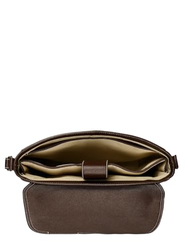 eske Benito Women's Crossbody Bag, 11 inch Padded Tablet Compartment, Saffiano Vegan Leather (Brown Saffiano)