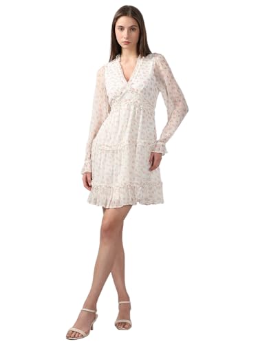 VERO MODA Women's Fit and Flare White Dress