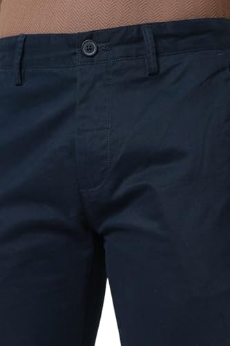 Men Navy Solid Super Slim Fit Chino Casual Trousers