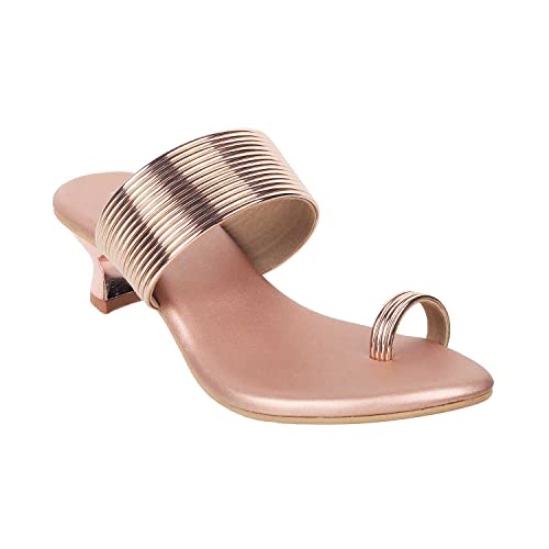 Metro Women's Rose Gold Fashion Kitten Heel Slip-on Sandals UK/7 EU/40 (32-238)