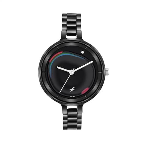 Fastrack MetaWe Quartz Analog Black Dial Black Stainless Steel Strap Watch for Girls - 6306KM01