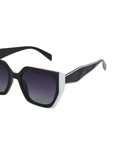 Carlton London Black and White Toned with Polarised Lens Oversized Sunglass for women