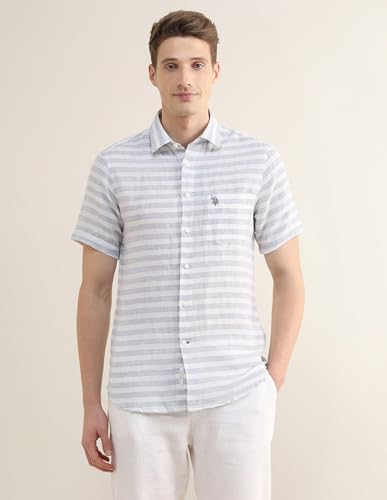 U.S.Polo Association Men's Horizontal Striped Regular Fit Shirt
