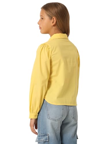 VERO MODA Girls Solid Cotton Yellow Shirt