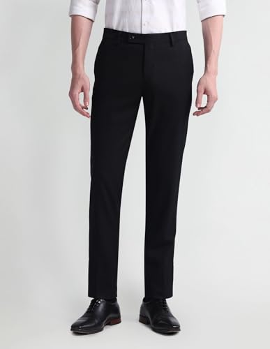 Arrow Dobby Tailored Fit Trousers Black
