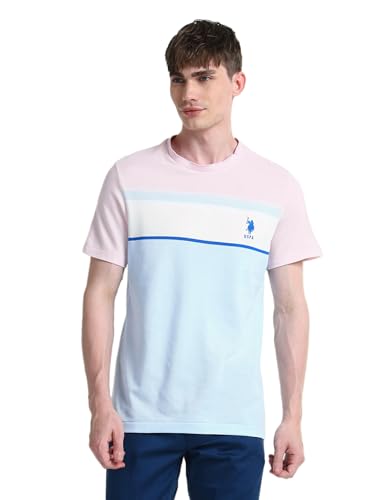 U.S.POLO ASSN. Men's Color Block Fitted T-Shirt (USTSH2022 Blue