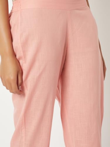 Max Women Embroidered Straight Kurta Set (Pink_L)