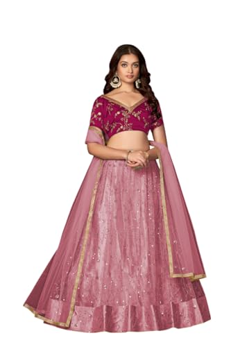 Warthy Ent Embroidery and Sequins work Net Fabric Lehenga Choli With Net Dupatta
