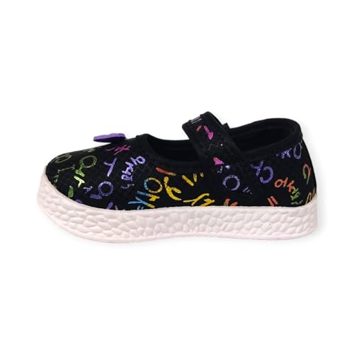 CLZ Girls Fashionable Stylish Casual Comfortable Lightweight Ballerina Cute-1 Black for 1-4 Years Girls (Black, 3_Point_5_Years)