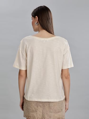 Women Beige Printed Tshirts