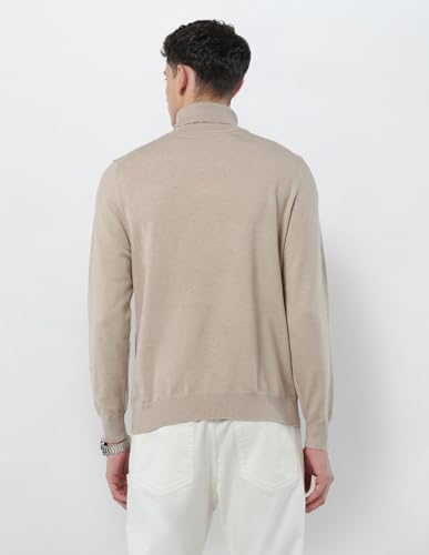U.S.Polo Association Men's Turtleneck Regular Fit Sweater Beige