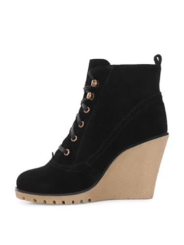 Delize Black Women wedge derby ankle boots TT-0059-41