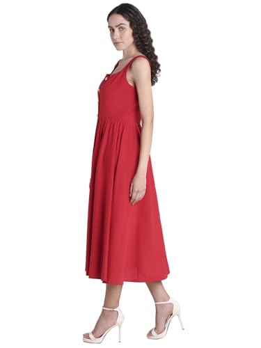 VERO MODA Womens Midi Dress Barbados Cherry