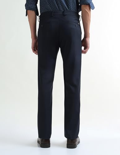 Arrow Men's Textured Regular Fit Trousers (ARAKTR2111_Navy_34)