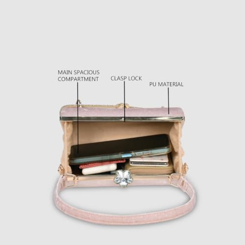 ESBEDA Babypink Color Crystal Belt Top Handle Clutch