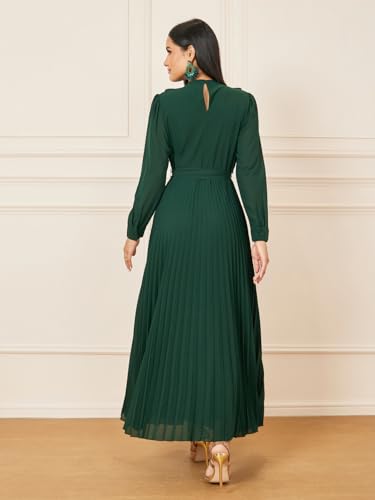 Styli Women's Polyester A-Line Maxi Dress (7006942313_Green