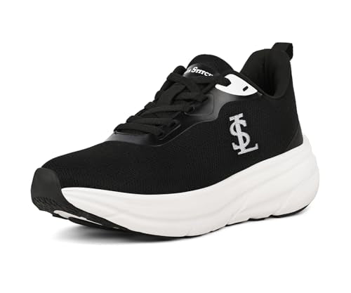 LOUIS STITCH Egyptian Black Men’s Lightweight Athleisure Sport Shoes | Ultra Cushioned Sole | Casual Lace-Up Sneaker and Athleisure Wear | Perfect for Casual, Gym & Travel Wear | LS-AT-FS02 | UK-7