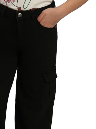 VERO MODA Girl Mid Rise Wide Leg Black Jeans