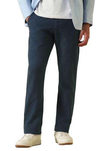 Men Navy Textured Casual Trousers