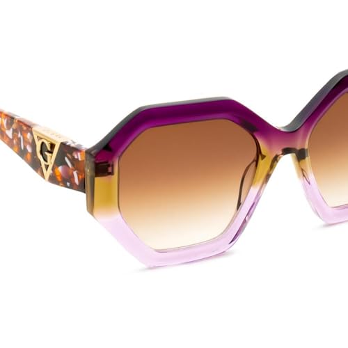 Guess 100% UV protecetd | Gradient | Medium | Full Rim | Hexagonal | Frame: Purple | Lens: Brown