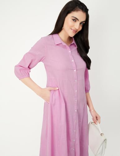 Max Women Solid Shirt Dress (MDDRS41006LAVENDER)_S