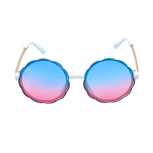 SPIKY Round Sunglass For Unisex With Protective Case Classic UV Protected Stylish Plastic Sunglasses Goggle Eyewear For Kids Girls and Boys - (White Mix) - (Pack of 1)