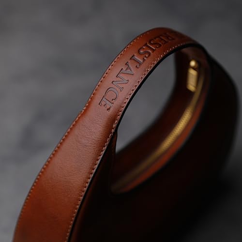 Time Resistance Leather Handbag - Purse for Women - Moon Bag - Top Handle Bag – Crescent Hobo Bag, Cognac Brown