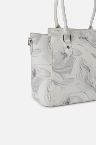 Women White Print Casual Tote Bag