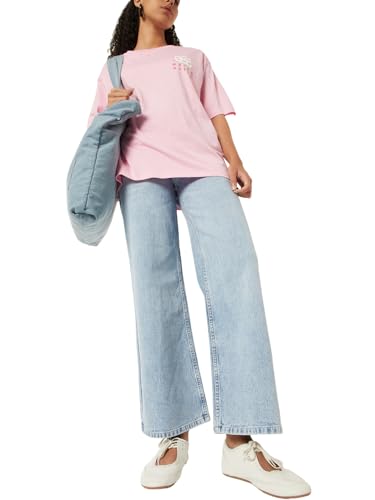 Max Women Washed Wide Leg Jeans (Blue_26)