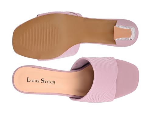 LOUIS STITCH Women’s Nude Pink Block Heel Sandals | Comfortable Sandal for Ladies | LSOF-LDBH-TXMUNU | UK-4