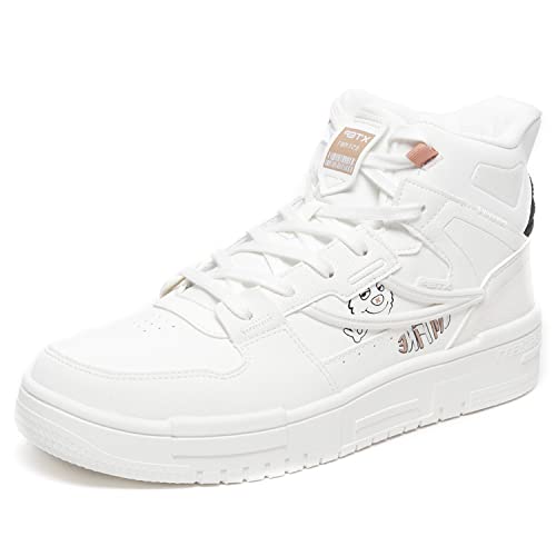 XTEP Women's White Classic High Top Lightweight Skateboarding Shoes (2 UK)