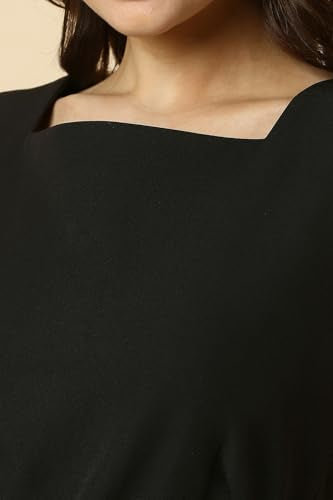 Allen Solly Women's Polyester Modern Mid-Thigh Length Dress (AHDRWRGPY29017_Black