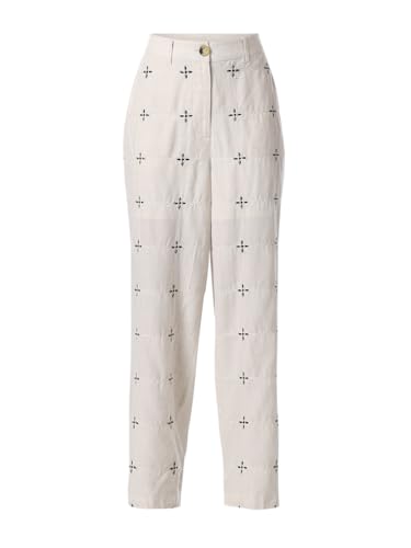 ONLY Women's Self Design Loose Fit High-Rise White Pants