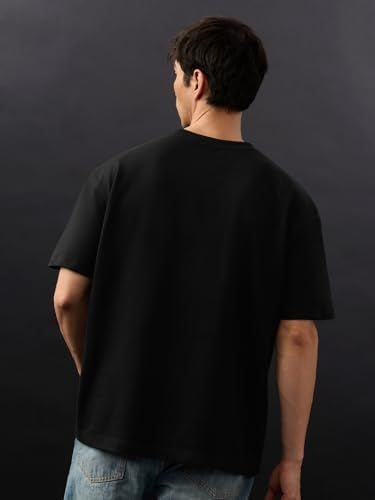 The Souled Store Rick and Morty: Nothing On Purpose Men and Boys Short Sleeves Round Neck Black and Off White Graphic Printed Casual Lightweight Drop Shoulder Streetwear Trendy Oversized T-Shirts