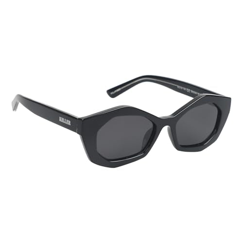 KILLER Women's Sunglass, Hexagonal Shaped Frame Polarized Lens Sunglasses Case For Women, Girls, 100% UV Lens Sunglasses, Frame Color - Black, Lens - Grey